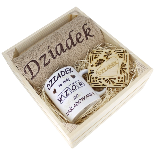 SUPER PREZENT DLA DZIADKA RĘCZNIK + KUBEK SKRZYNKA