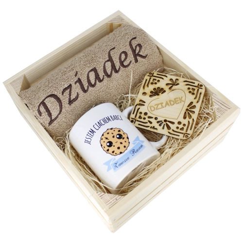 SUPER PREZENT DLA DZIADKA RĘCZNIK + KUBEK SKRZYNKA