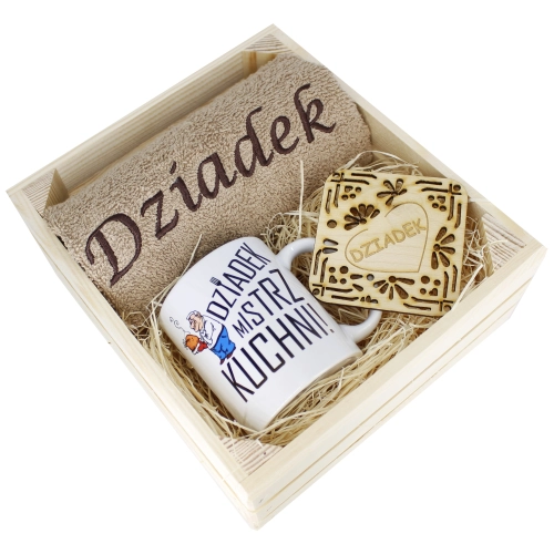SUPER PREZENT DLA DZIADKA RĘCZNIK + KUBEK SKRZYNKA