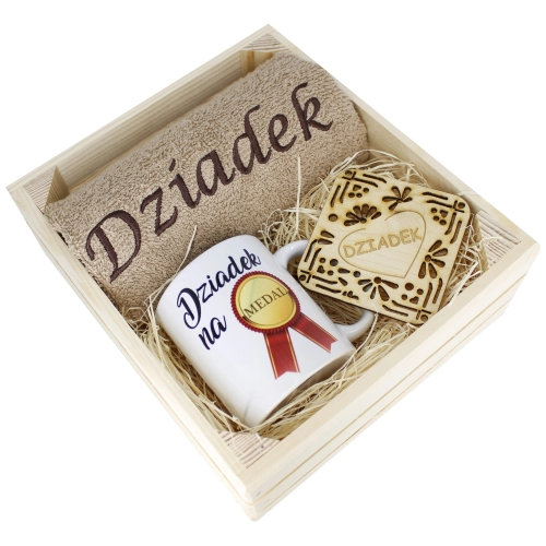 SUPER PREZENT DLA DZIADKA RĘCZNIK + KUBEK SKRZYNKA