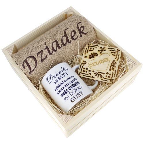 SUPER PREZENT DLA DZIADKA RĘCZNIK + KUBEK SKRZYNKA