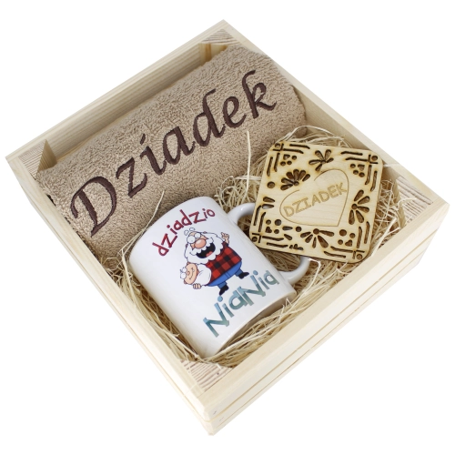 SUPER PREZENT DLA DZIADKA RĘCZNIK + KUBEK SKRZYNKA