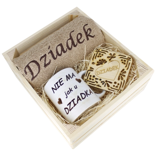SUPER PREZENT DLA DZIADKA RĘCZNIK + KUBEK SKRZYNKA