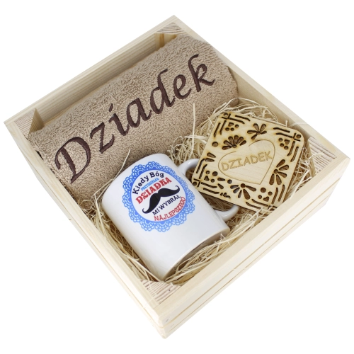 SUPER PREZENT DLA DZIADKA RĘCZNIK + KUBEK SKRZYNKA