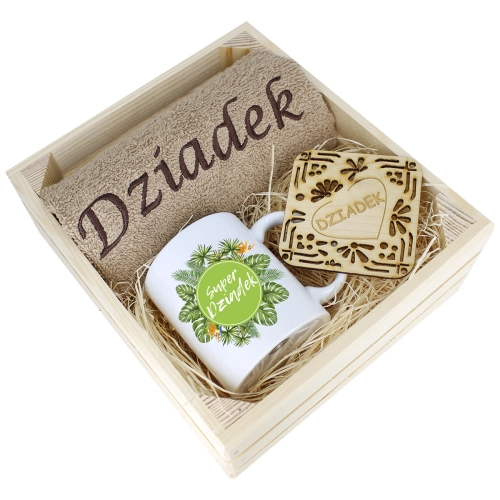 SUPER PREZENT DLA DZIADKA RĘCZNIK + KUBEK SKRZYNKA