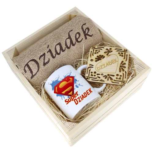 SUPER PREZENT DLA DZIADKA RĘCZNIK + KUBEK SKRZYNKA