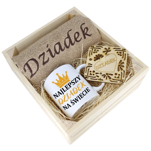 SUPER PREZENT DLA DZIADKA RĘCZNIK + KUBEK SKRZYNKA