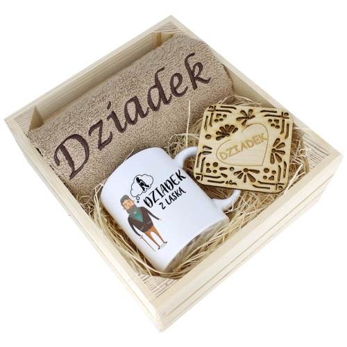 SUPER PREZENT DLA DZIADKA RĘCZNIK + KUBEK SKRZYNKA