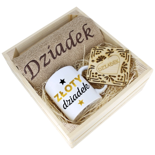SUPER PREZENT DLA DZIADKA RĘCZNIK + KUBEK SKRZYNKA