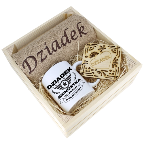 SUPER PREZENT DLA DZIADKA RĘCZNIK + KUBEK SKRZYNKA