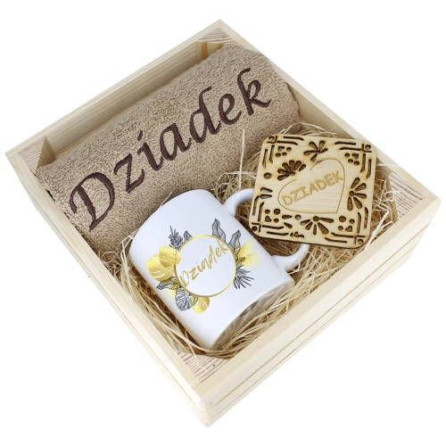 SUPER PREZENT DLA DZIADKA RĘCZNIK + KUBEK SKRZYNKA