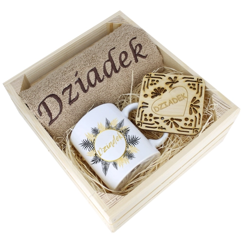 SUPER PREZENT DLA DZIADKA RĘCZNIK + KUBEK SKRZYNKA