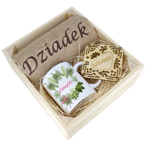 SUPER PREZENT DLA DZIADKA RĘCZNIK + KUBEK SKRZYNKA