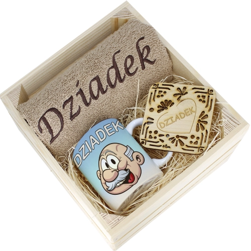 SUPER PREZENT DLA DZIADKA RĘCZNIK + KUBEK SKRZYNKA