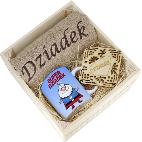 SUPER PREZENT DLA DZIADKA RĘCZNIK + KUBEK SKRZYNKA