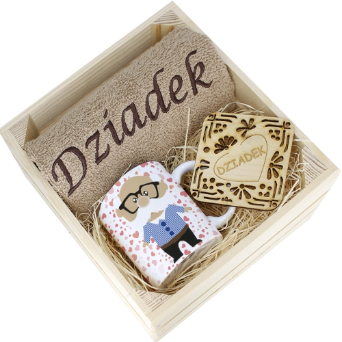 SUPER PREZENT DLA DZIADKA RĘCZNIK + KUBEK SKRZYNKA