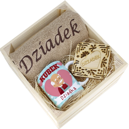 SUPER PREZENT DLA DZIADKA RĘCZNIK + KUBEK SKRZYNKA