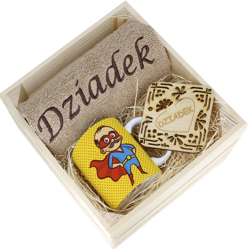 SUPER PREZENT DLA DZIADKA RĘCZNIK + KUBEK SKRZYNKA