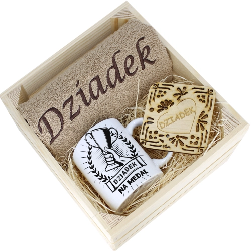 SUPER PREZENT DLA DZIADKA RĘCZNIK + KUBEK SKRZYNKA