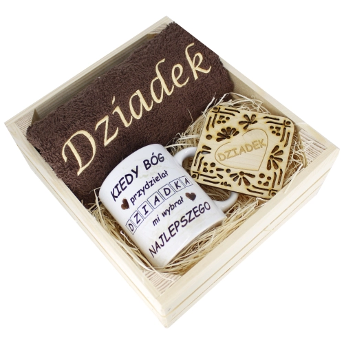 SUPER PREZENT DLA DZIADKA RĘCZNIK + KUBEK SKRZYNKA