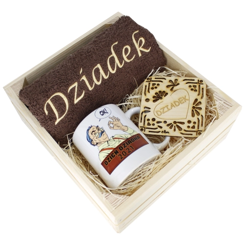 SUPER PREZENT DLA DZIADKA RĘCZNIK + KUBEK SKRZYNKA