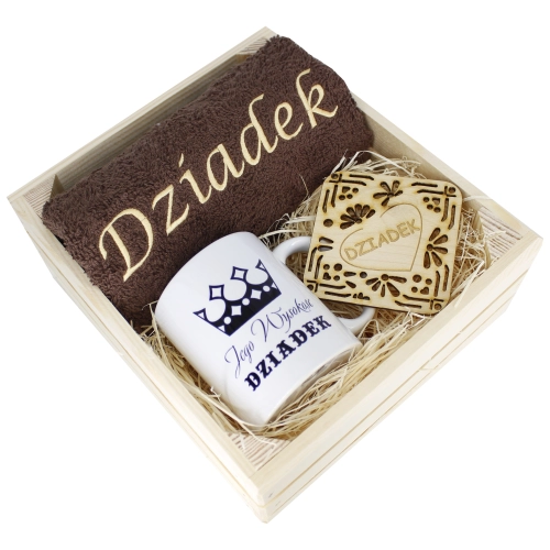 SUPER PREZENT DLA DZIADKA RĘCZNIK + KUBEK SKRZYNKA