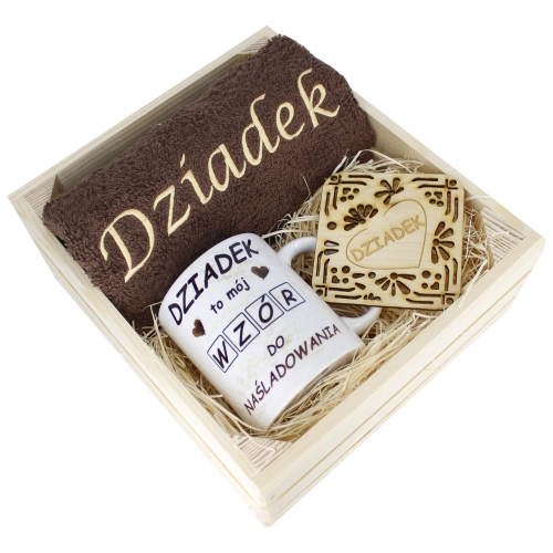 SUPER PREZENT DLA DZIADKA RĘCZNIK + KUBEK SKRZYNKA