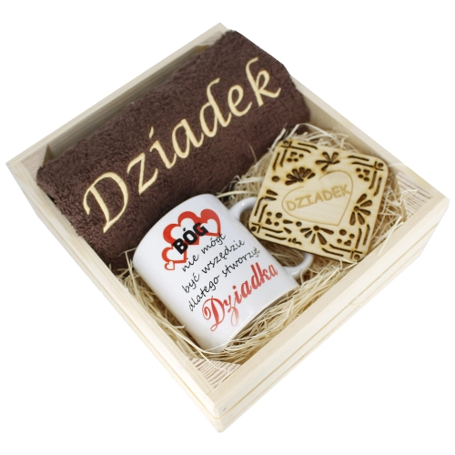 SUPER PREZENT DLA DZIADKA RĘCZNIK + KUBEK SKRZYNKA