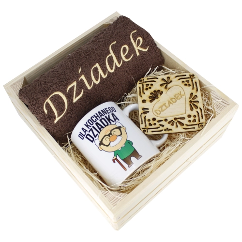 SUPER PREZENT DLA DZIADKA RĘCZNIK + KUBEK SKRZYNKA