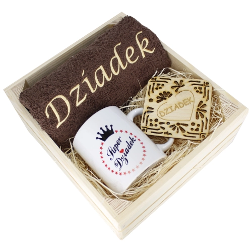 SUPER PREZENT DLA DZIADKA RĘCZNIK + KUBEK SKRZYNKA