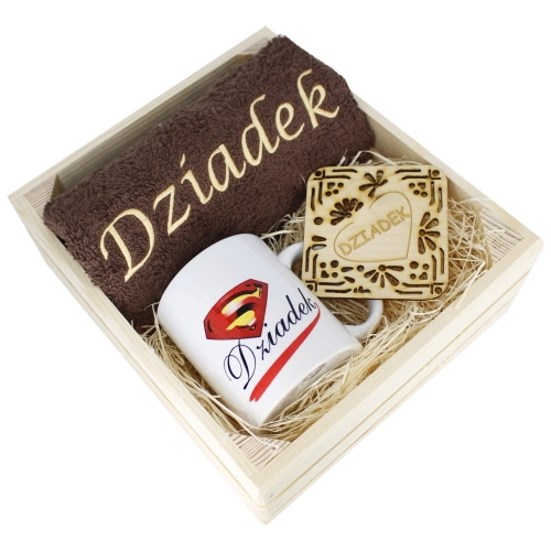 SUPER PREZENT DLA DZIADKA RĘCZNIK + KUBEK SKRZYNKA