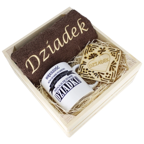 SUPER PREZENT DLA DZIADKA RĘCZNIK + KUBEK SKRZYNKA