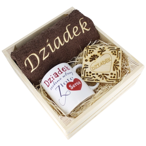 SUPER PREZENT DLA DZIADKA RĘCZNIK + KUBEK SKRZYNKA