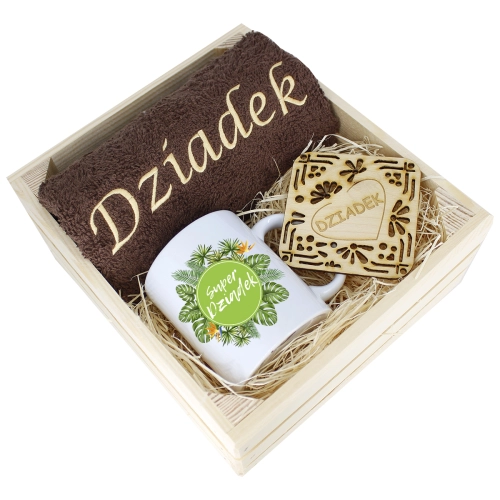 SUPER PREZENT DLA DZIADKA RĘCZNIK + KUBEK SKRZYNKA