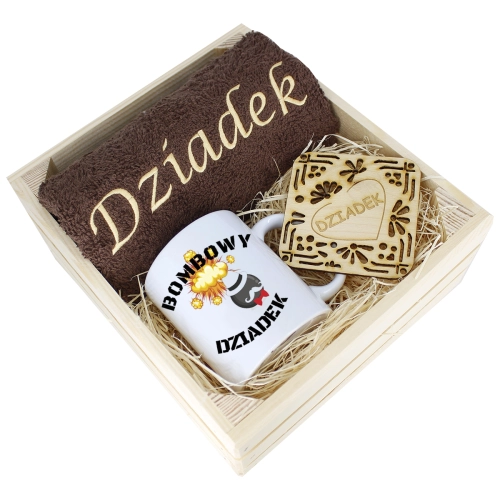 SUPER PREZENT DLA DZIADKA RĘCZNIK + KUBEK SKRZYNKA