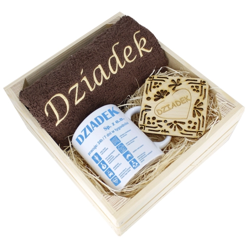 SUPER PREZENT DLA DZIADKA RĘCZNIK + KUBEK SKRZYNKA