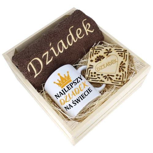 SUPER PREZENT DLA DZIADKA RĘCZNIK + KUBEK SKRZYNKA