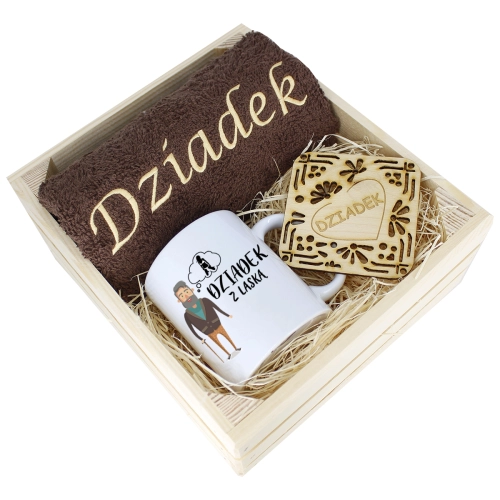SUPER PREZENT DLA DZIADKA RĘCZNIK + KUBEK SKRZYNKA