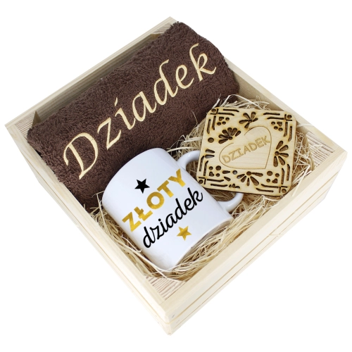 SUPER PREZENT DLA DZIADKA RĘCZNIK + KUBEK SKRZYNKA