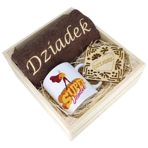 SUPER PREZENT DLA DZIADKA RĘCZNIK + KUBEK SKRZYNKA