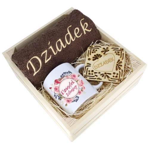 SUPER PREZENT DLA DZIADKA RĘCZNIK + KUBEK SKRZYNKA