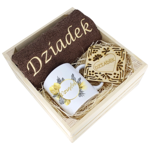 SUPER PREZENT DLA DZIADKA RĘCZNIK + KUBEK SKRZYNKA