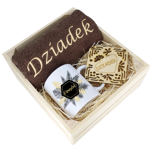 SUPER PREZENT DLA DZIADKA RĘCZNIK + KUBEK SKRZYNKA