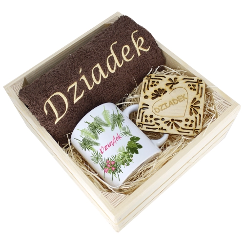 SUPER PREZENT DLA DZIADKA RĘCZNIK + KUBEK SKRZYNKA