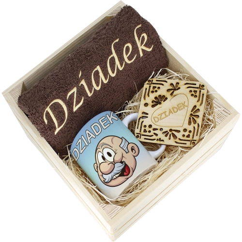 SUPER PREZENT DLA DZIADKA RĘCZNIK + KUBEK SKRZYNKA