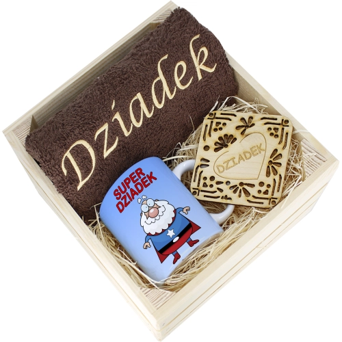 SUPER PREZENT DLA DZIADKA RĘCZNIK + KUBEK SKRZYNKA