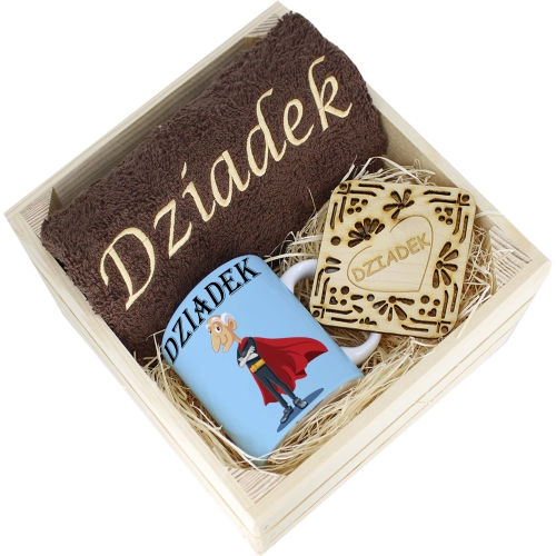 SUPER PREZENT DLA DZIADKA RĘCZNIK + KUBEK SKRZYNKA