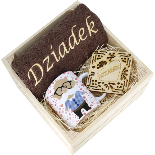 SUPER PREZENT DLA DZIADKA RĘCZNIK + KUBEK SKRZYNKA