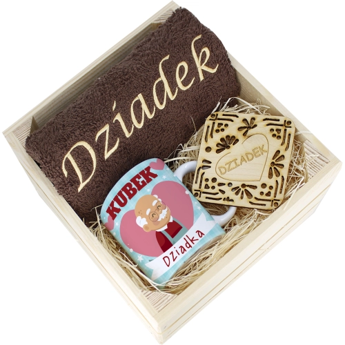SUPER PREZENT DLA DZIADKA RĘCZNIK + KUBEK SKRZYNKA