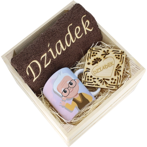 SUPER PREZENT DLA DZIADKA RĘCZNIK + KUBEK SKRZYNKA